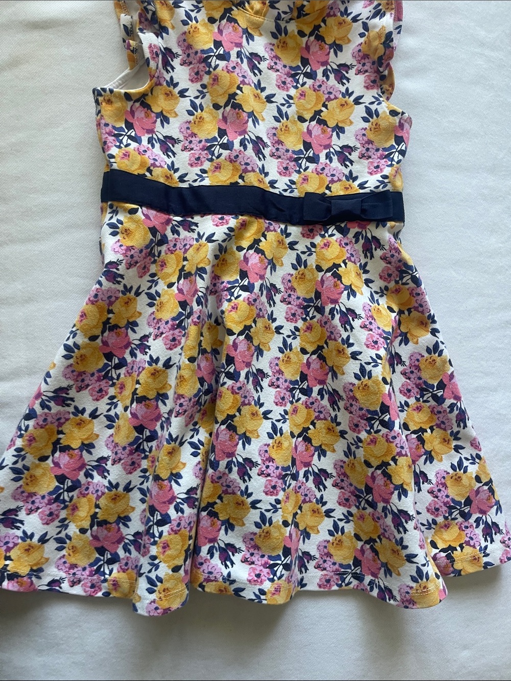 Janie and Jack White Girls 5 Floral Dress with Yellow and Pink Roses - Picture 4 of 9